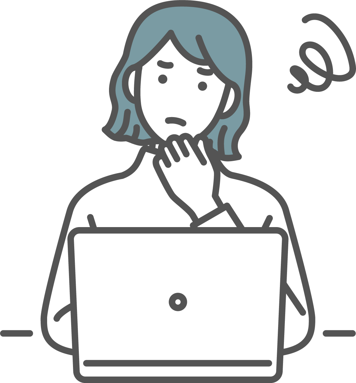 PCの前の女性
